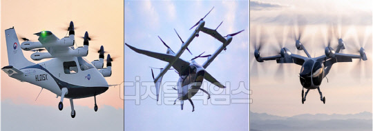 UAM 기체. 사진 왼쪽부터 한국항공우주연구원의 OPPAV, 오토플라이트의 Prosperity, 조비에비에이션 S4. 출처 국토부